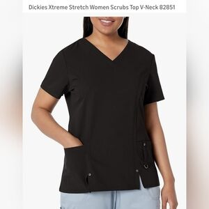 Dickies Black V-Neck Xtreme Stretch Women's Scrub Top. 3XL